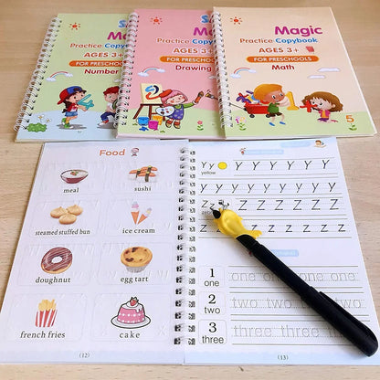Sank Magic Writing Book Set for Kids – 4 Books + 10 Refills + Magic Pen & Grip